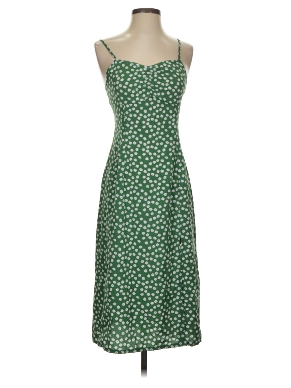 SHEIN Green and White Polka Dot Spaghetti Strap Midi Dress size 0XL